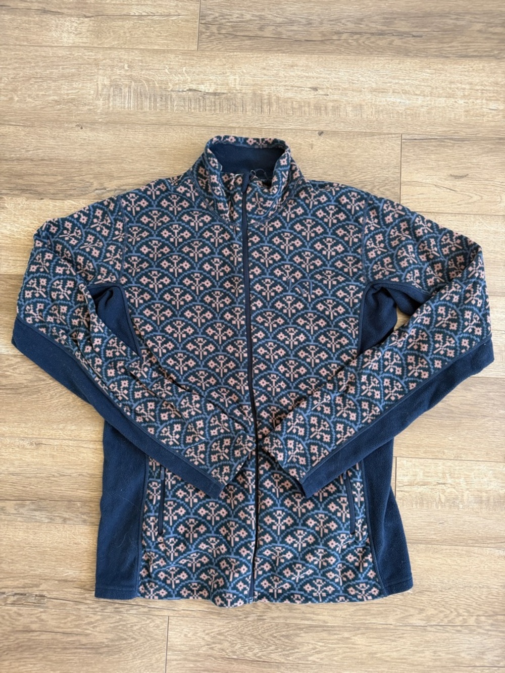 Kari Traa Navy & Pink Patterned Full-Zip Fleece